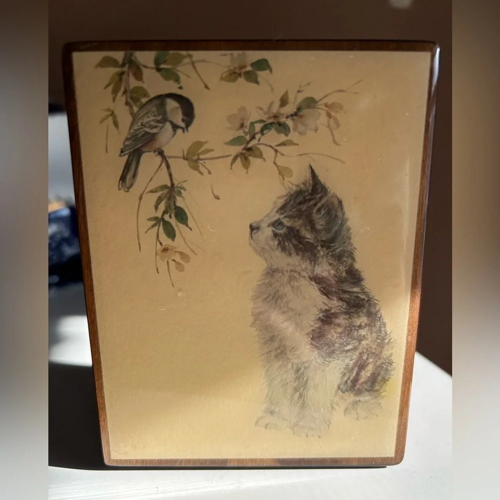 American Music Box Company Reuge Swiss Cat & Bird Jewelry